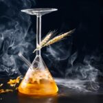Accessoire scientifique décoratif avec fumée et épis de blé pour décoration de science.
