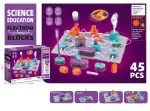 Jeu de circuit électrique éducatif pour enfants de 6 ans, comprenant 45 pièces pour apprendre l'électricité de manière ludique.