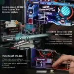 Miroir 3D interactif avec éclairage circulaire et fonctionnalités tactiles.