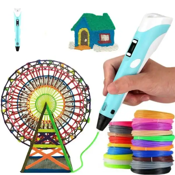 Pince à dessin 3D innovante pour créer des œuvres d'art en utilisant des filaments colorés, idéale pour les projets créatifs et éducatifs.