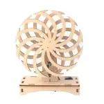 Pédale de ventilateur en bois, modèle scientifique, avec plusieurs pales tournantes, idéale pour projets éducatifs ou décorations inspirées de la science.