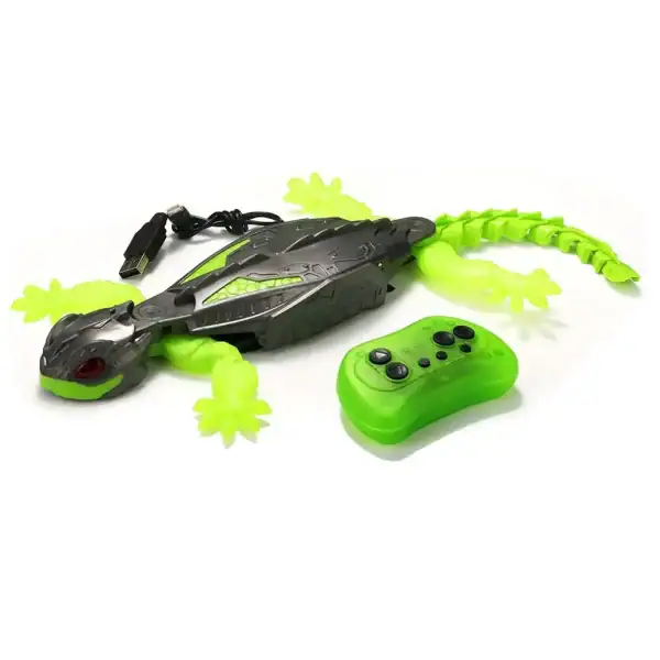 Robot crocodile télécommandé avec queue lumineuse verte, contrôleur sans fil, idéal pour jouets éducatifs et divertissement pour enfants.