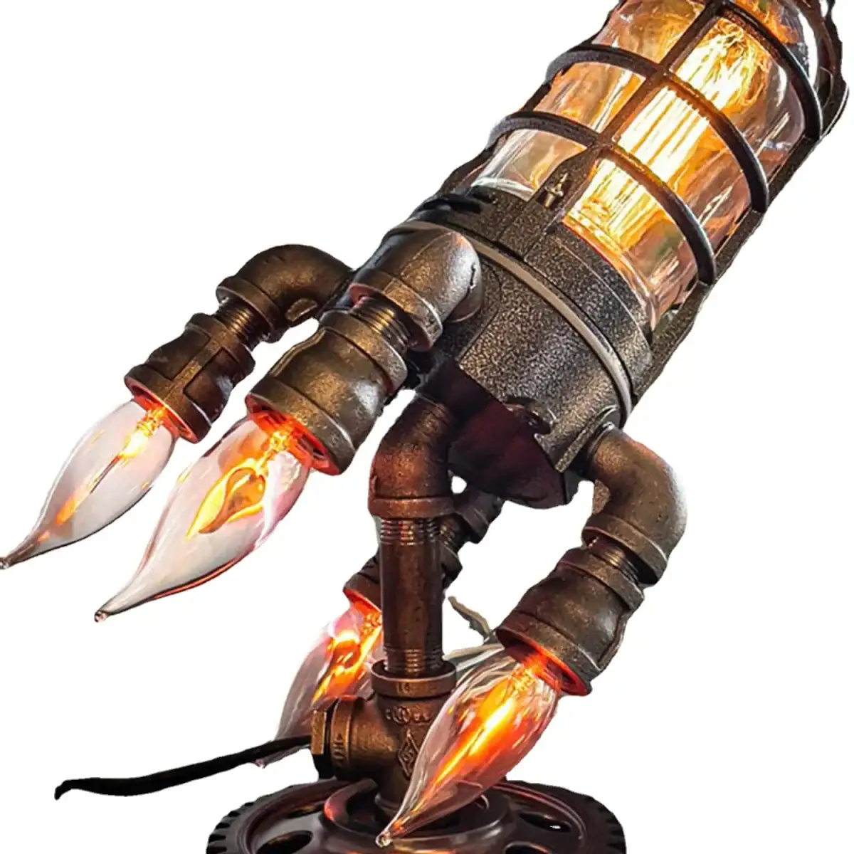 Pistolet à flamme vintage avec tubes en verre et composants métalliques, idéal pour décoration scientifique ou collection.