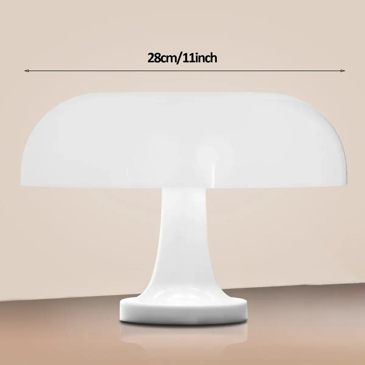 Lampe de bureau blanche au design minimaliste, inspirée d'un champignon, idéale pour la décoration scientifique ou moderne.