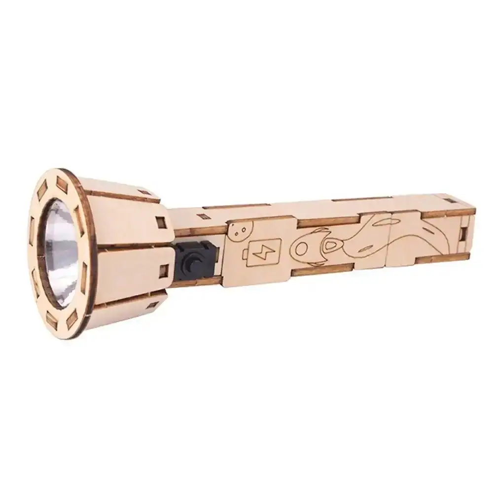 Porte-lampe en bois avec circuit électrique intégré, design innovant et écologique, parfait pour décoration scientifique ou comme objet de collection.