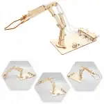Bras robotique en bois pour expérience scientifique et décoration de bureau.