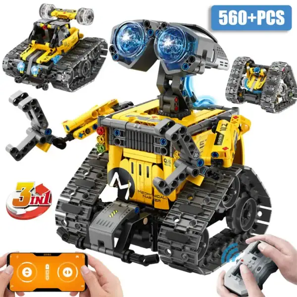 Robot éducatif programmable avec caméras et chenilles, parfait pour stimuler l'apprentissage scientifique et technologique chez les enfants et adolescents.