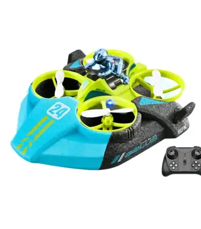 Drone de course pour enfants avec télécommande, figurine d'astronaute, et lumières LED, parfait pour les amateurs de technologie et de gadgets innovants.