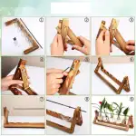 Support de laboratoire en bois pour expériences scientifiques, idéal pour la manipulation de tubes à essai et autres équipements de laboratoire.
