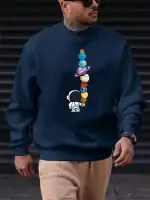 Sweat à capuche bleu avec motif de planètes colorées et petit astronaute, parfait pour les amateurs de science et d'astronomie.