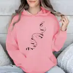 Sweat à capuche rose avec motif de double hélice ADN noir, parfait pour les amateurs de science et de mode.
