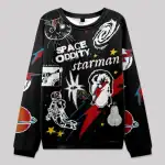 Vêtement pour enfant avec motifs de science-fiction, d'espace et d'astronautes, parfait pour les passionnés d'astronomie et d'univers futuristes.