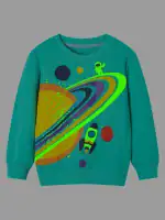 Vêtement pour enfant avec motif de planètes, fusée et espace, parfait pour les amateurs de science et d'astronomie. Confortable et coloré, idéal pour les jeunes passionnés d'exploration spatiale.