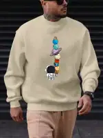 Sweatshirt avec illustration de planètes et astronautes, parfait pour les amateurs de science et d'astronomie. Confortable et tendance, idéal pour un look décontracté inspiré de l'univers.
