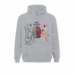 Sweat à capuche avec design de cerveau coloré et éléments scientifiques, parfait pour les amateurs de neurosciences et d'art.
