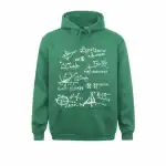 Sweat à capuche vert avec illustrations d'équations mathématiques, parfait pour les amateurs de sciences et de mathématiques.