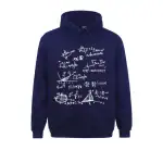 Pull à capuche avec illustrations d'équations et graphiques mathématiques.