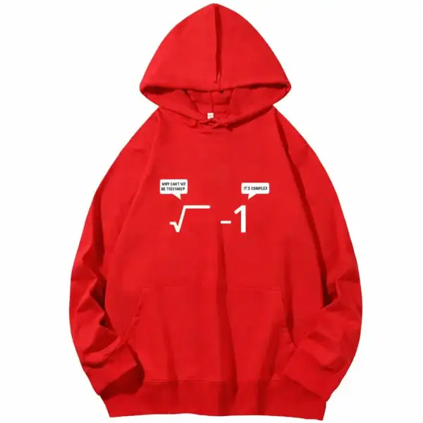 Vêtement à capuche rouge avec formule mathématique intégrée, parfait pour les amateurs de sciences et de style décontracté.