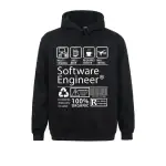 Sweat à capuche noir avec motifs liés à l'informatique et à la programmation, idéal pour les passionnés de technologie et de développement logiciel.