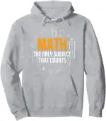 Vêtement à capuche avec motif mathématique et citation inspirante.