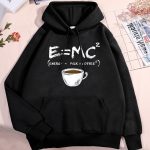 Vêtement à capuche avec formule scientifique d'Einstein et tasse de café illustrée.